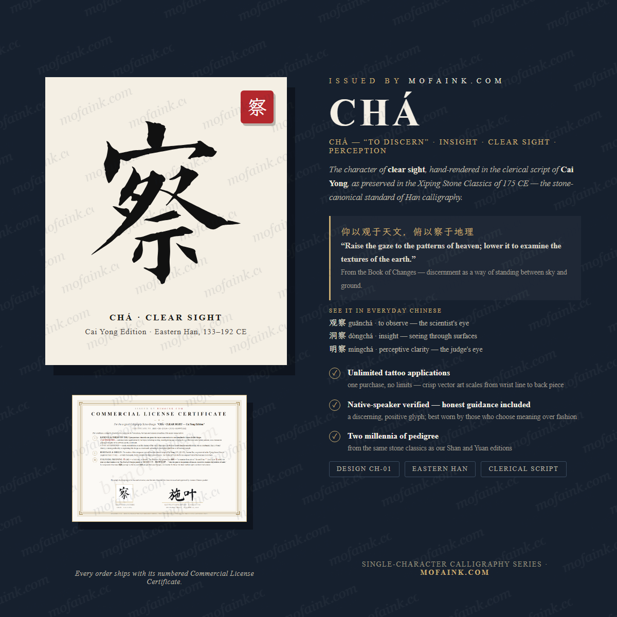 Chá 察 – Chinese Calligraphy Digital Design